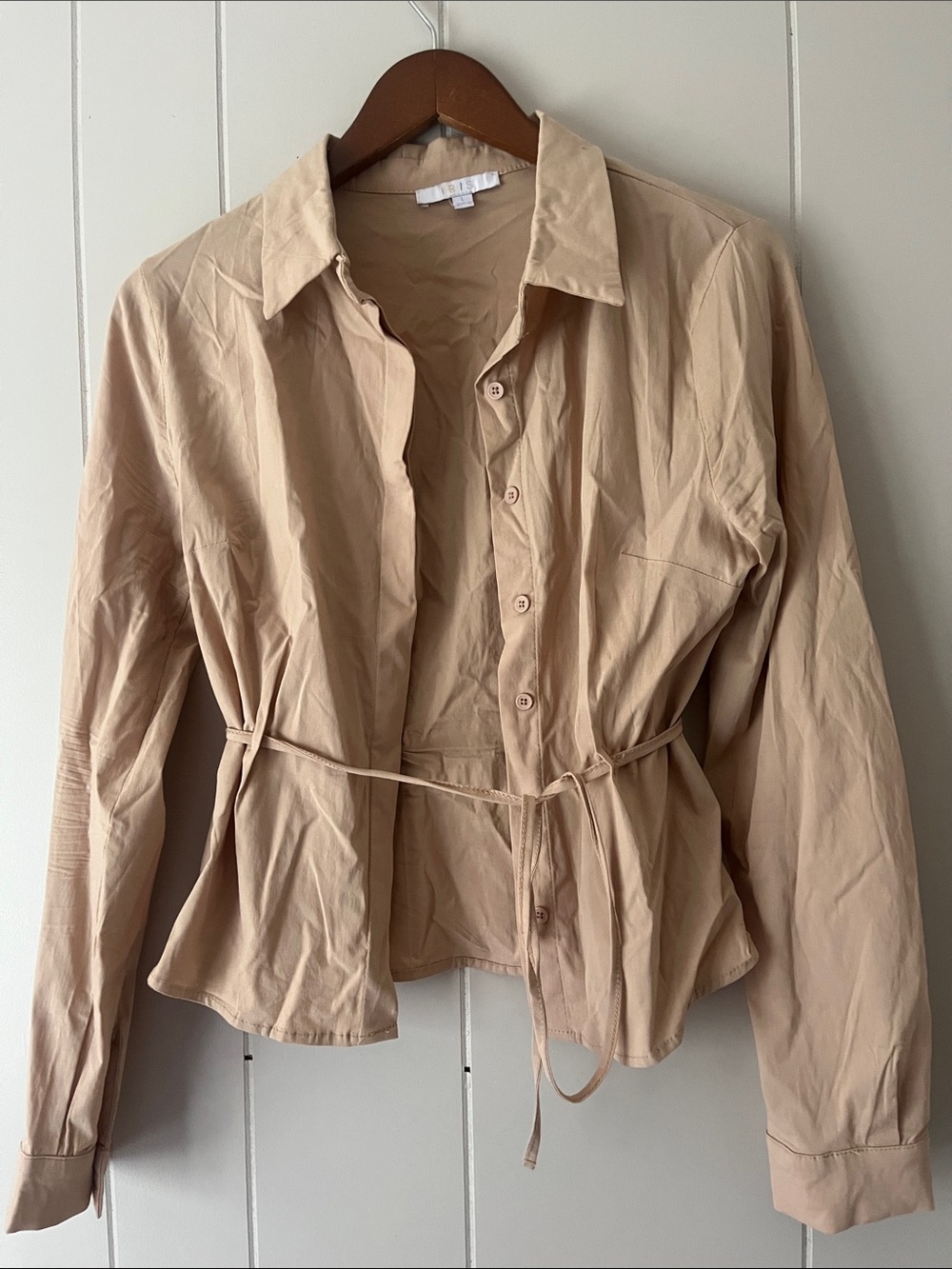 iris Beige Tie-Waist Button Front Jacket